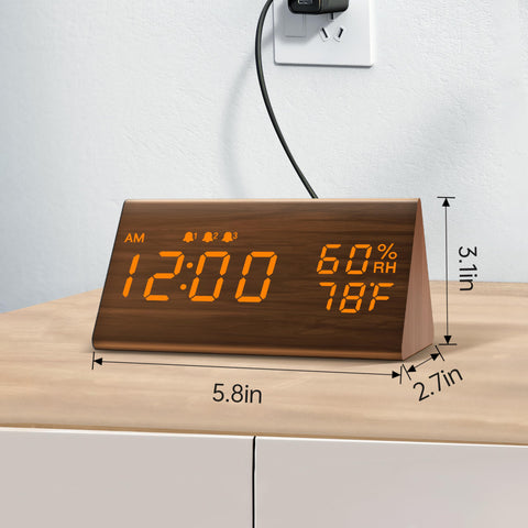 JALL wooden clock adds warm decor and reliable timekeeping to bedrooms.
