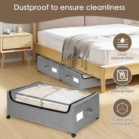 JALUNIVERSAL TRI gray under-bed bin uses dustproof material to protect contents.