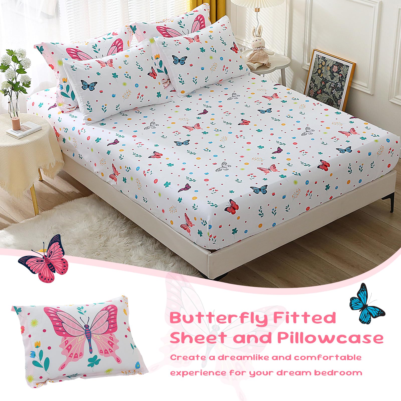 Jameswish coordinated sheet set matching the butterfly design