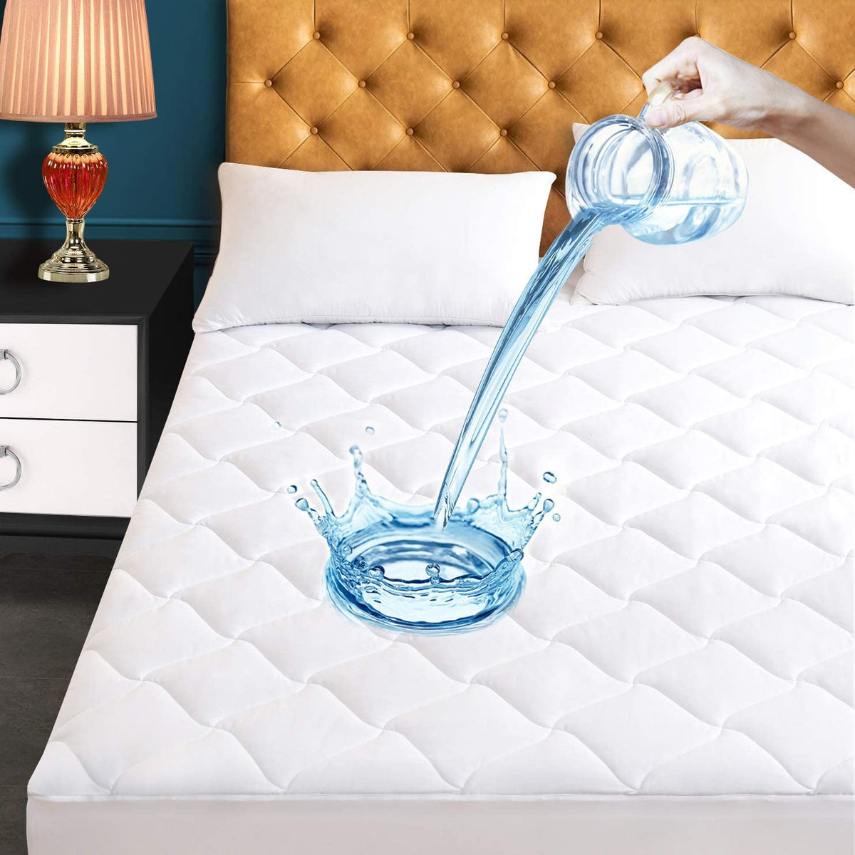 JamRest king size quilted mattress pad with a soft top surface for plush comfort.