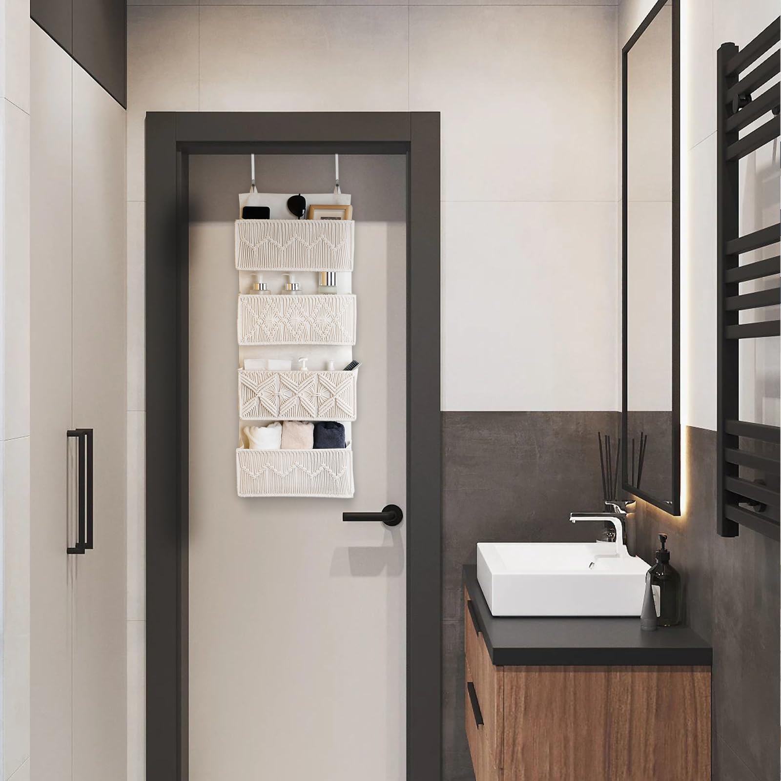 janebeauties Cream-white door organizer fits doors up to 1.77 inches.