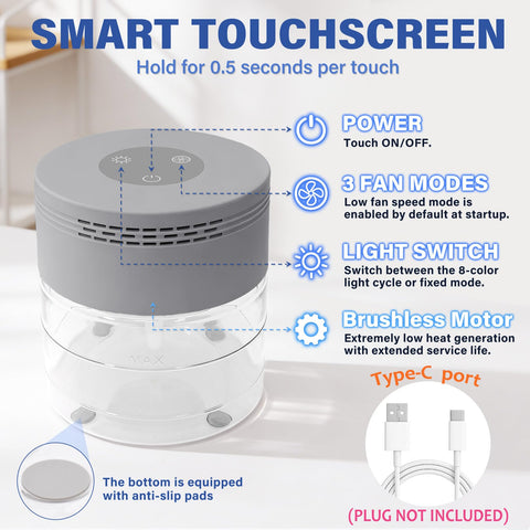 Janiful Water Air Purifier showcasing 8 LED night lights for ambiance.