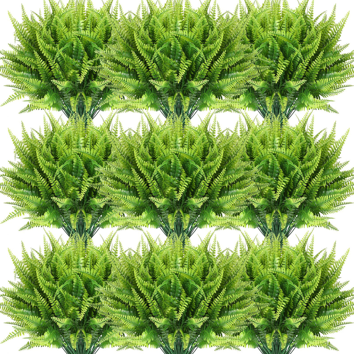 Janinka artificial Boston fern stems provide lush shelf greenery.