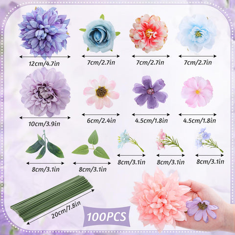 Janinka assorted silk flower heads suitable for wedding decor and crafts.