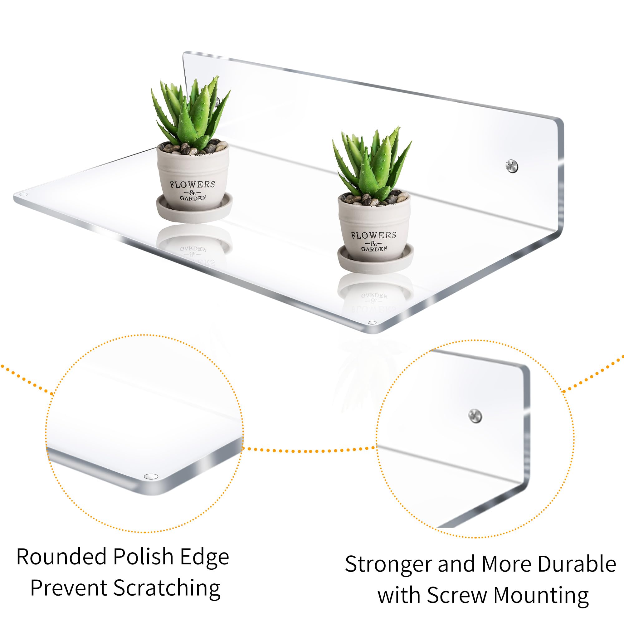 Jansburg clear acrylic shelf with invisible mounting for a modern, uncluttered wall