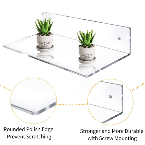 Jansburg clear acrylic shelf with invisible mounting for a modern, uncluttered wall