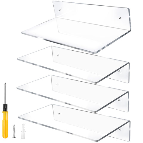 Jansburg L shaped 12in acrylic shelf with invisible mounting for a floating look