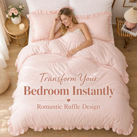 JANZAA two pillow shams included complete the soft, stylish look.