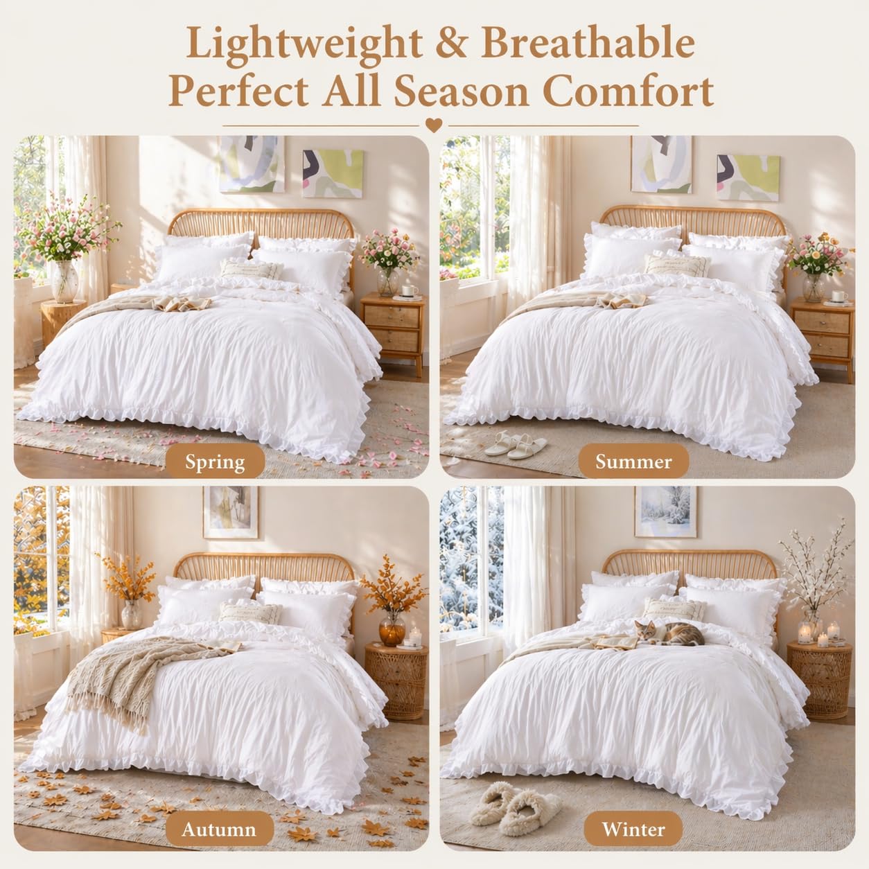 JANZAA White Comforter Full is easy to care for and machine washable