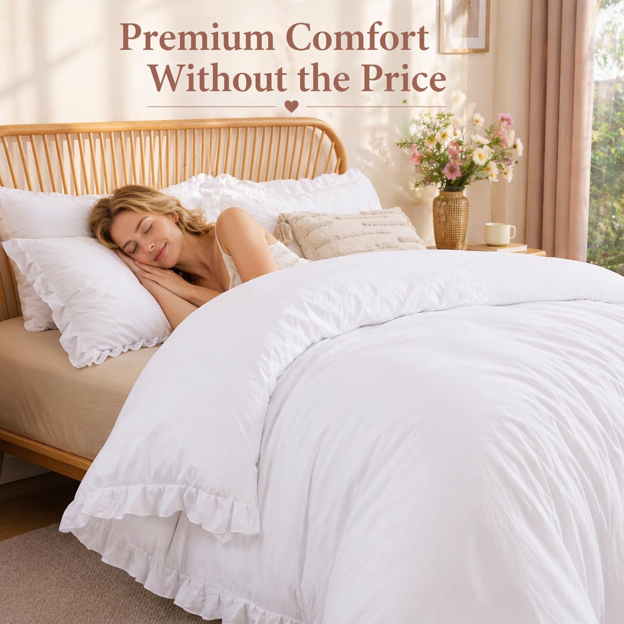 JANZAA White Comforter Full fabric stays soft after every wash