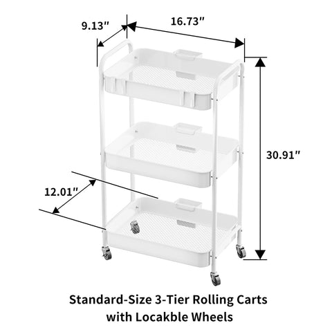 JAQ makeup cart baskets and hooks enhance small item organization.