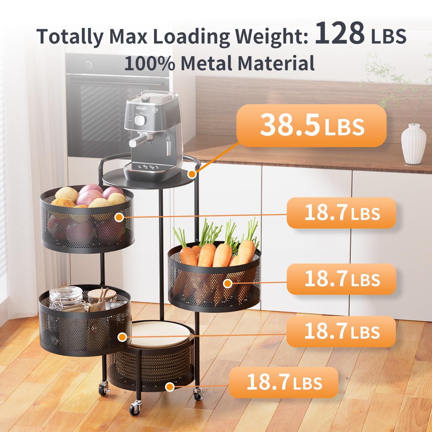 JAQ mobile storage cart usable in kitchen pantry or laundry