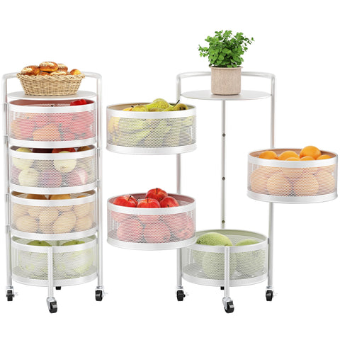 JAQ white 4-tier cart complements compact kitchens and apartments.