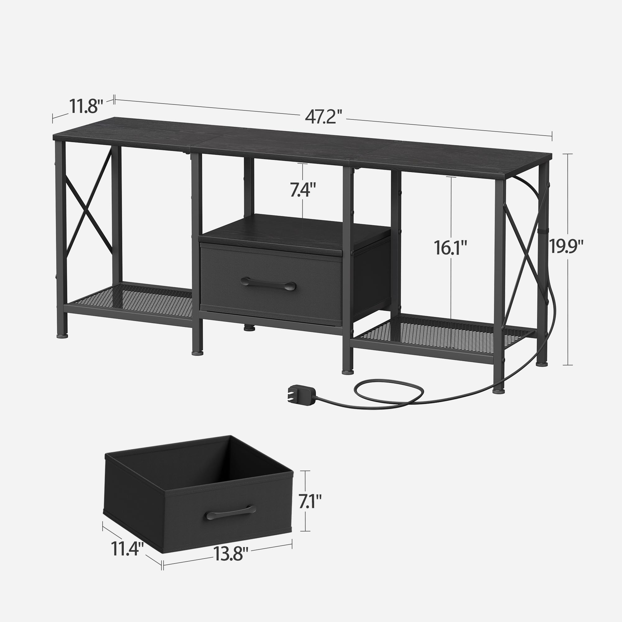 JARHETUN LED TV stand with vivid LED lights creating ambience