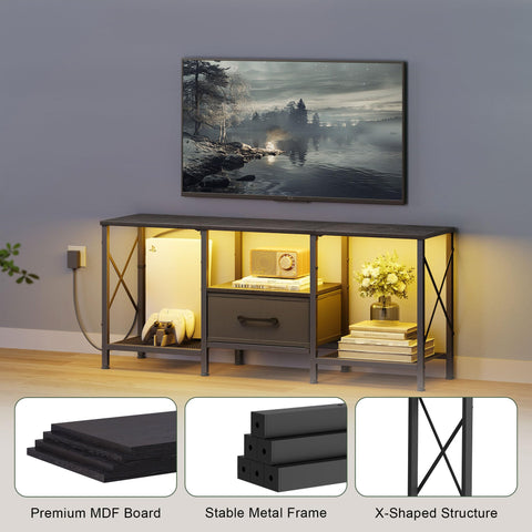 Durable metal frame on the JARHETUN stand supports heavy components