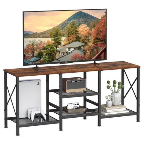 JARHETUN TV Stand 55-inch main view in rustic brown for living rooms.