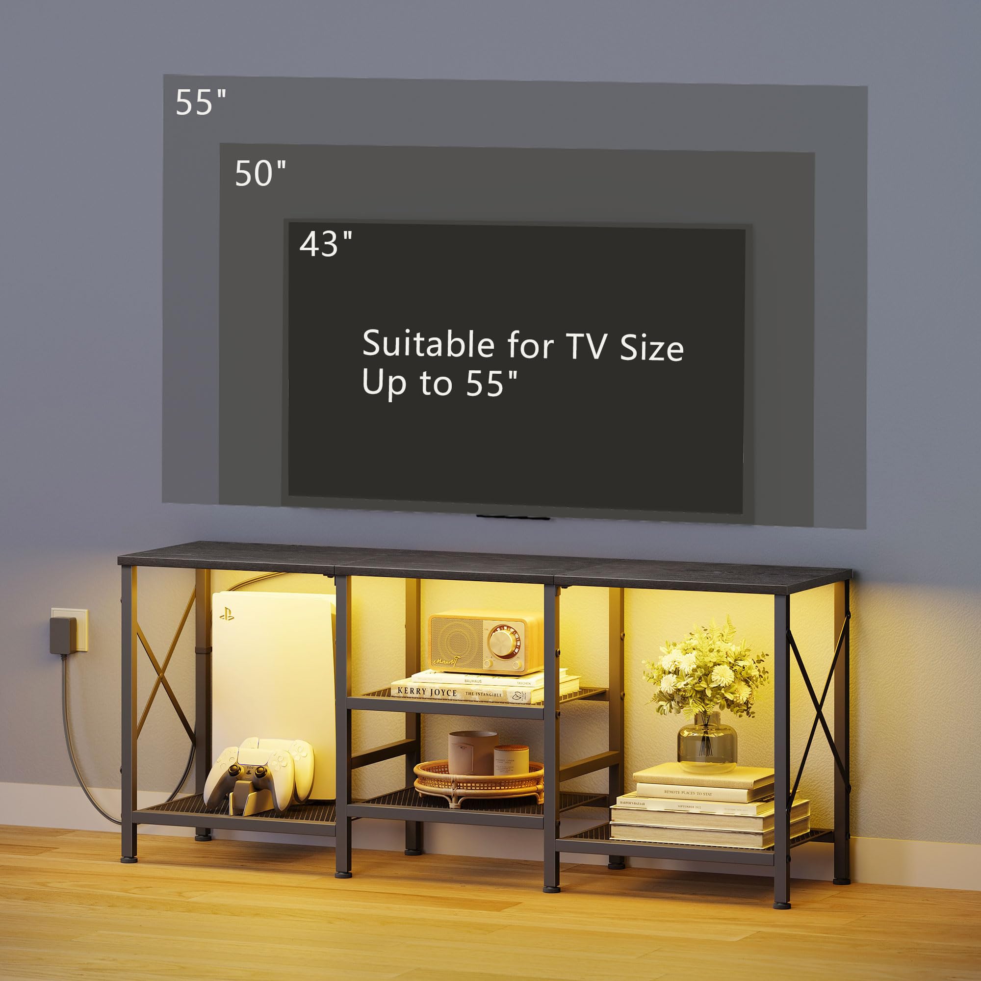 JARHETUN fits PS5, Xbox, and media players on open shelves