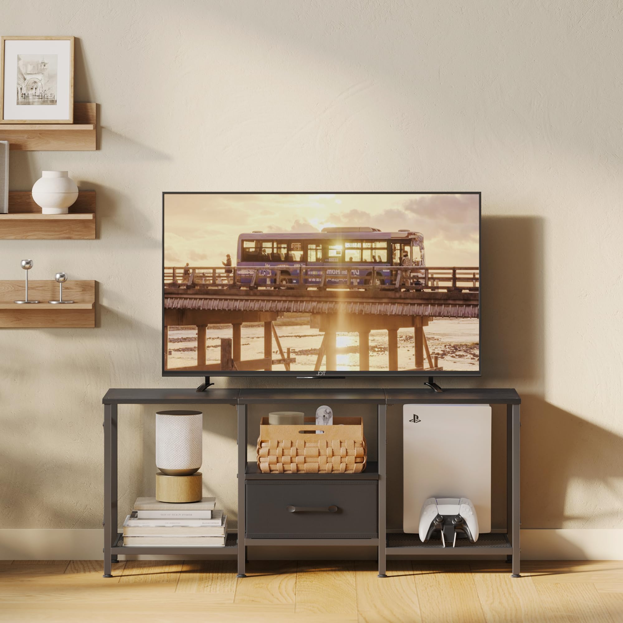 JARHETUN TV Stand measures 47.2 W x 11.8 D x 19.9 H.