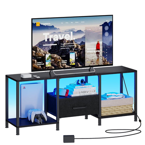 JARHETUN TV Stand with LED lights for vibrant ambience and color modes.