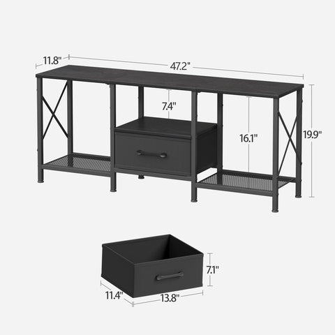 JARHETUN TV Stand open shelves ideal for media devices and consoles.