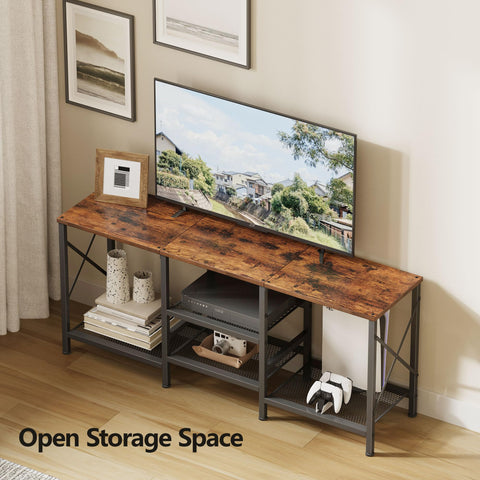 JARHETUN TV Stand open shelves ideal for consoles and media.