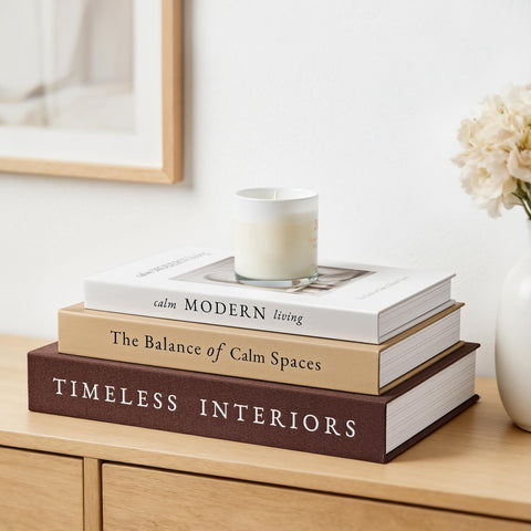 Jarlink beautiful decorative books set large on coffee table with hidden storage