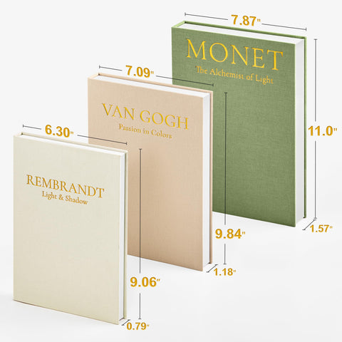 JARLINK linen faux books close-up highlights soft textures and gold embossing for luxe decor.
