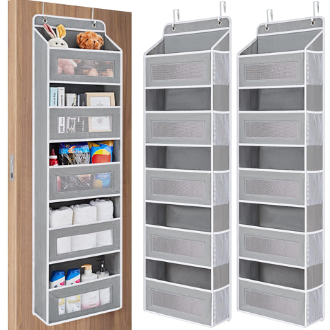 JARLINK over-the-door organizer with five pockets, front view for organized storage.