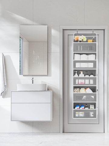 JARLINK door organizer with mesh side pockets, side view showing clear visibility.