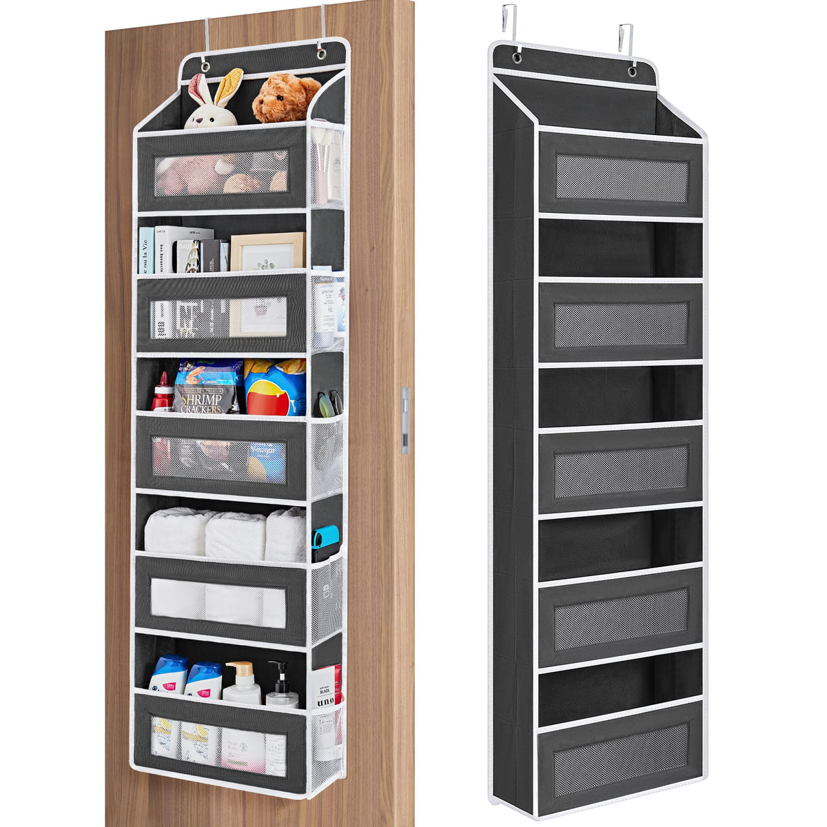 Jarlink over-the-door organizer with five shelves adds extra behind-door storage
