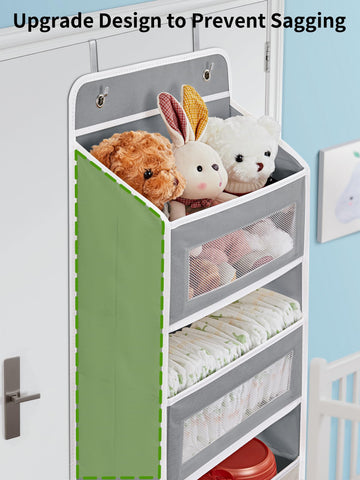 Open pockets reveal large capacity for toys and towels with JARLINK organizer.
