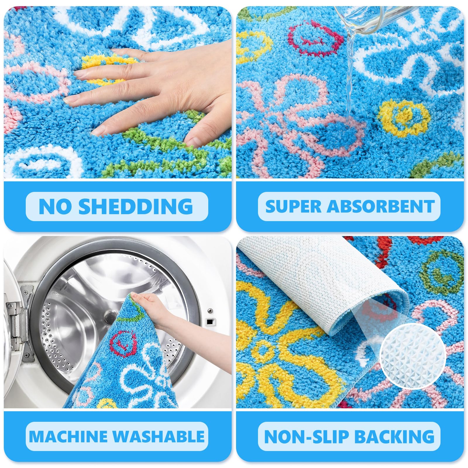 JarThenaAMCS machine washable bath rug for easy cleaning and refreshed look