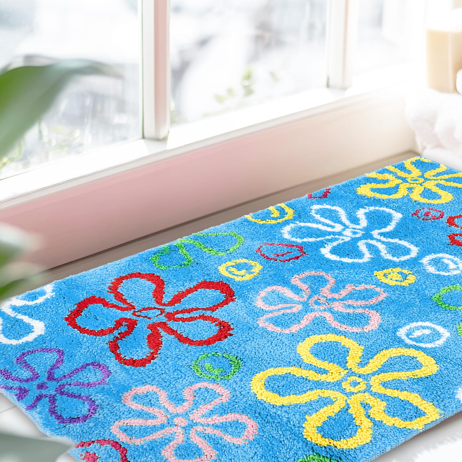 JarThenaAMCS sponge bath rug with soft microfiber feel for cozy comfort