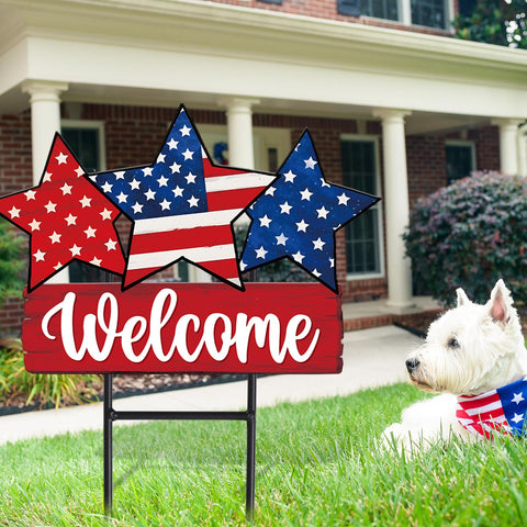 JarThenaAMCS flag-print star detail enhances porch appeal for outdoor celebrations