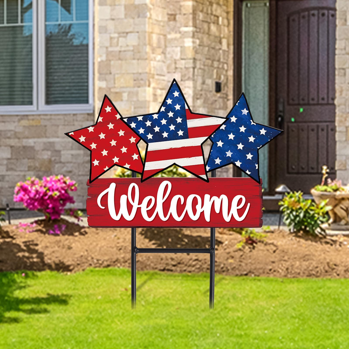 JarThenaAMCS patriotic star garden stake, durable metal for long-lasting outdoor decor