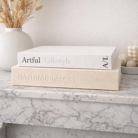 Jas & Jax Goods decorative books linen texture highlighting tactile detail