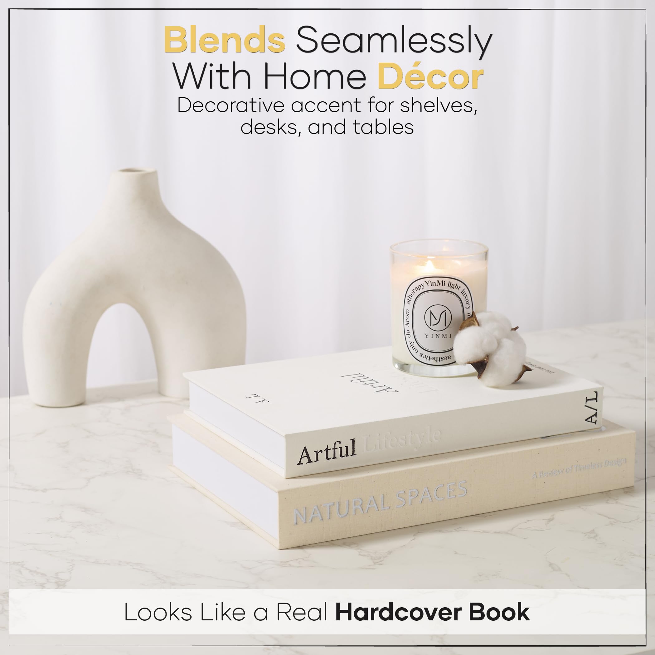 Jas & Jax Goods decorative books on an office shelf as stylish decor