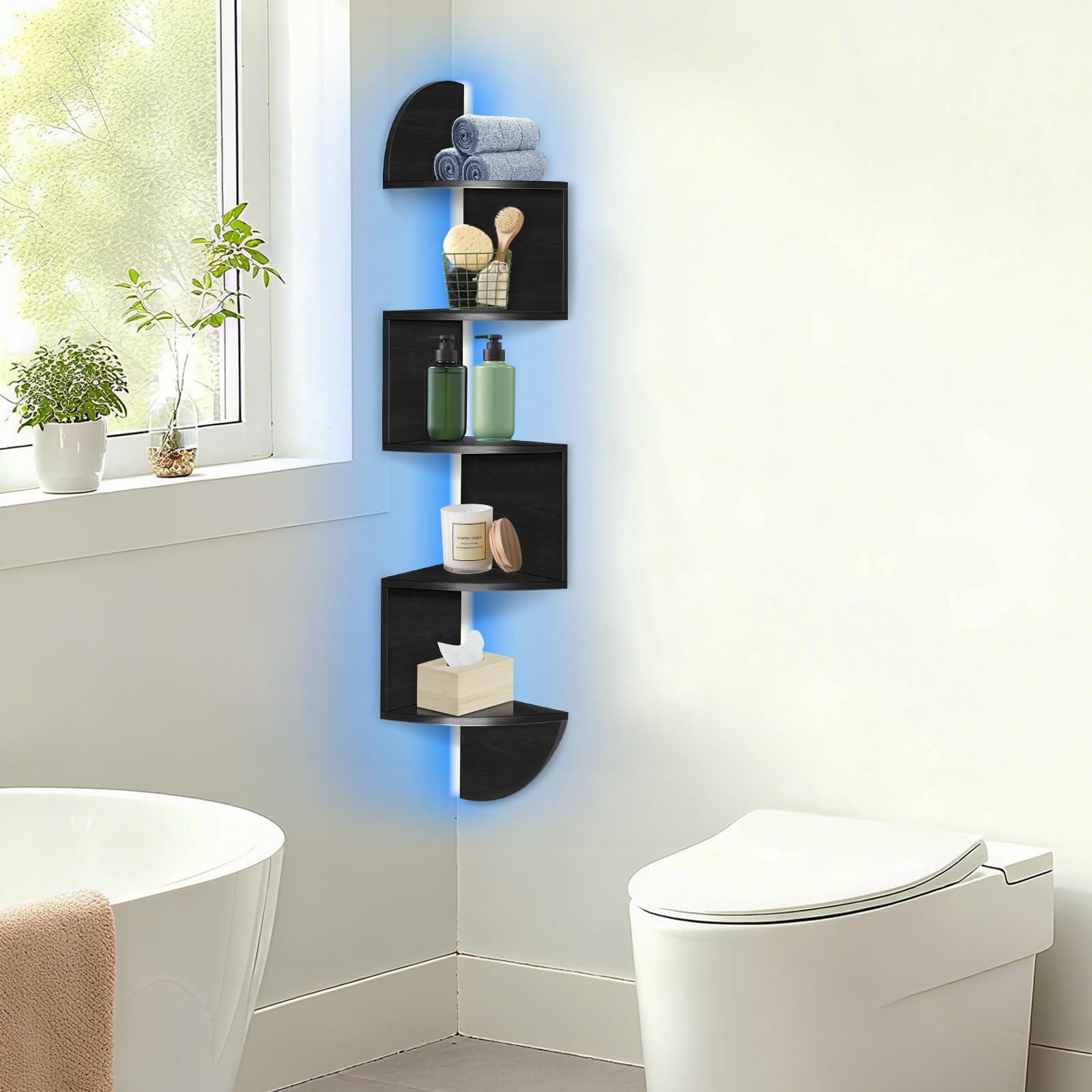 Jasenlove versatile corner shelf fits living room, bedroom, kitchen, and office.