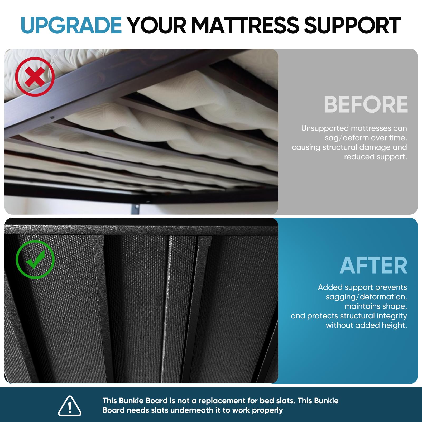 JASMINELOVER 7-point anti-sag system minimizes mattress sinking.