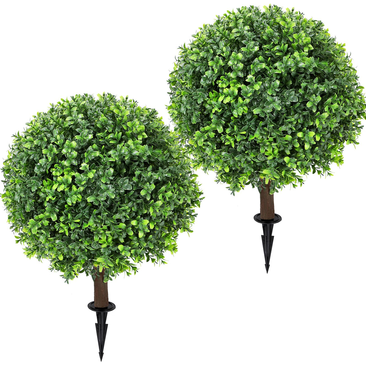 Jasmpig artificial boxwood ball tree 24-inch with ground spike for versatile placement.