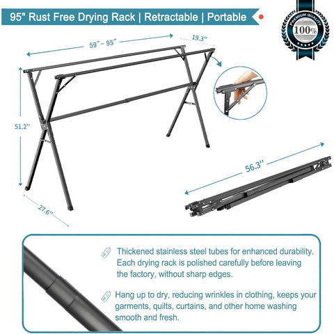 Close-up of 20 hooks on the JAUREE rack for versatile garment drying