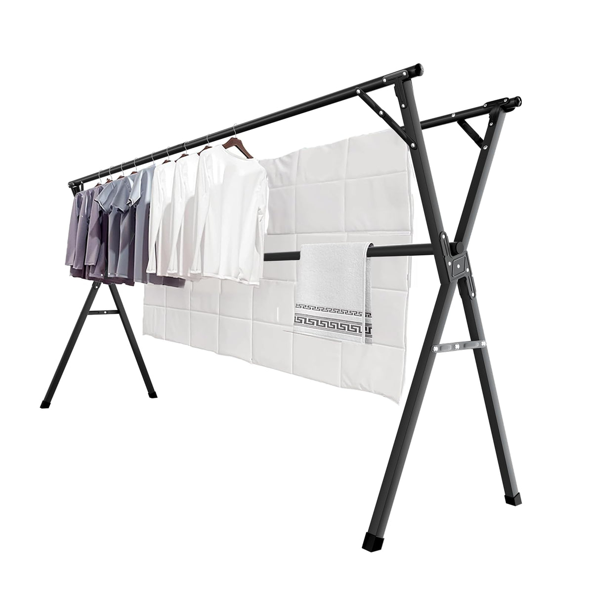 JAUREE 95-inch drying rack assembly in stainless steel for durable indoor drying