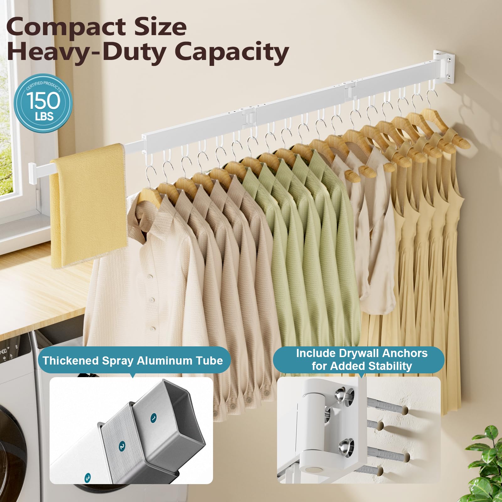 JAUREE drying rack with 18 wind-resistant loops secures clothes outdoors.