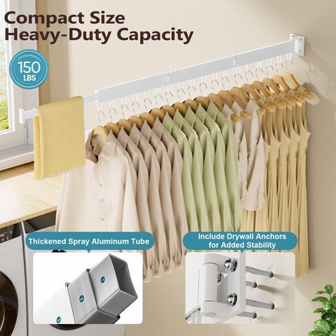 JAUREE drying rack with 18 wind-resistant loops secures clothes outdoors.