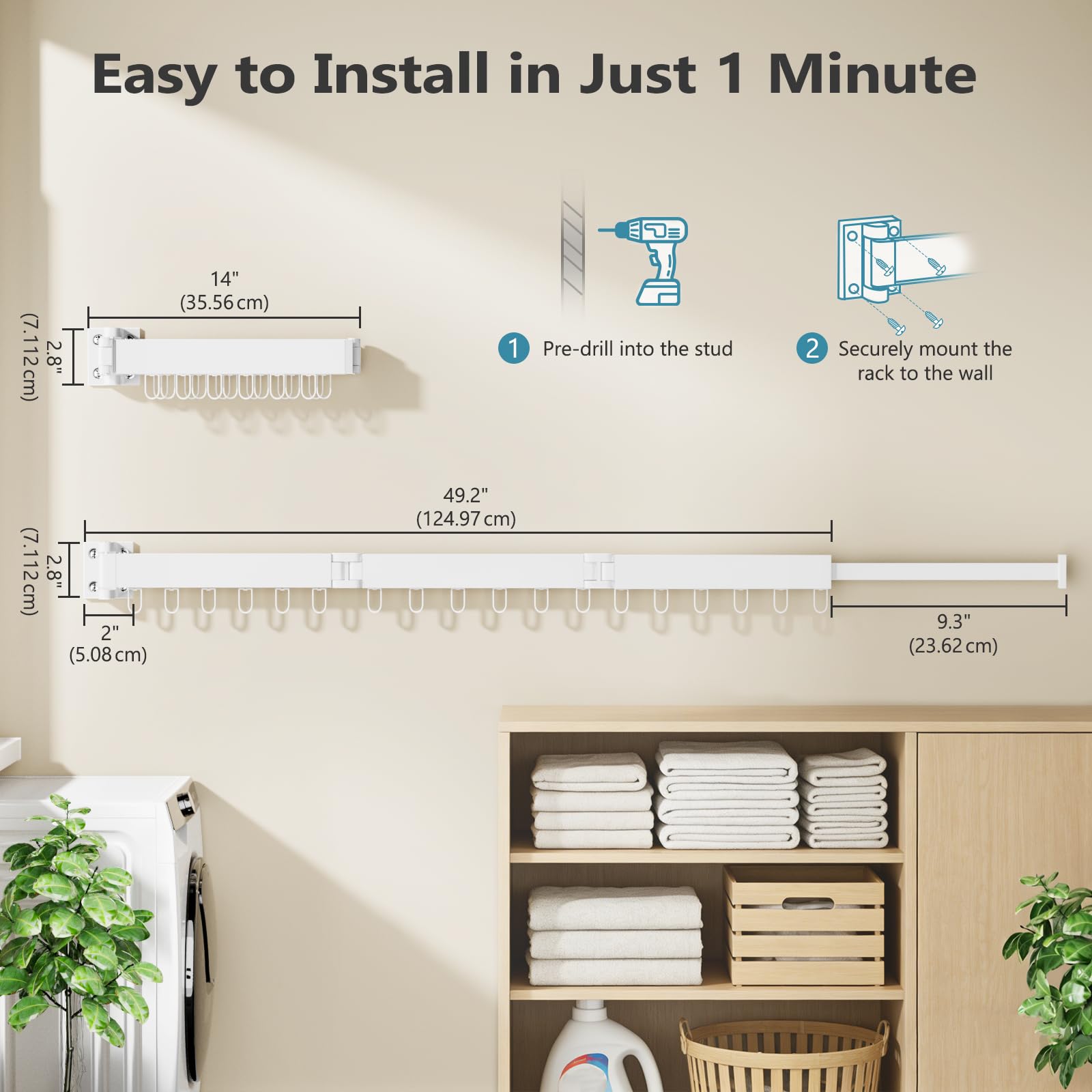 JAUREE indoor outdoor drying rack suits bathrooms patios and utility areas.