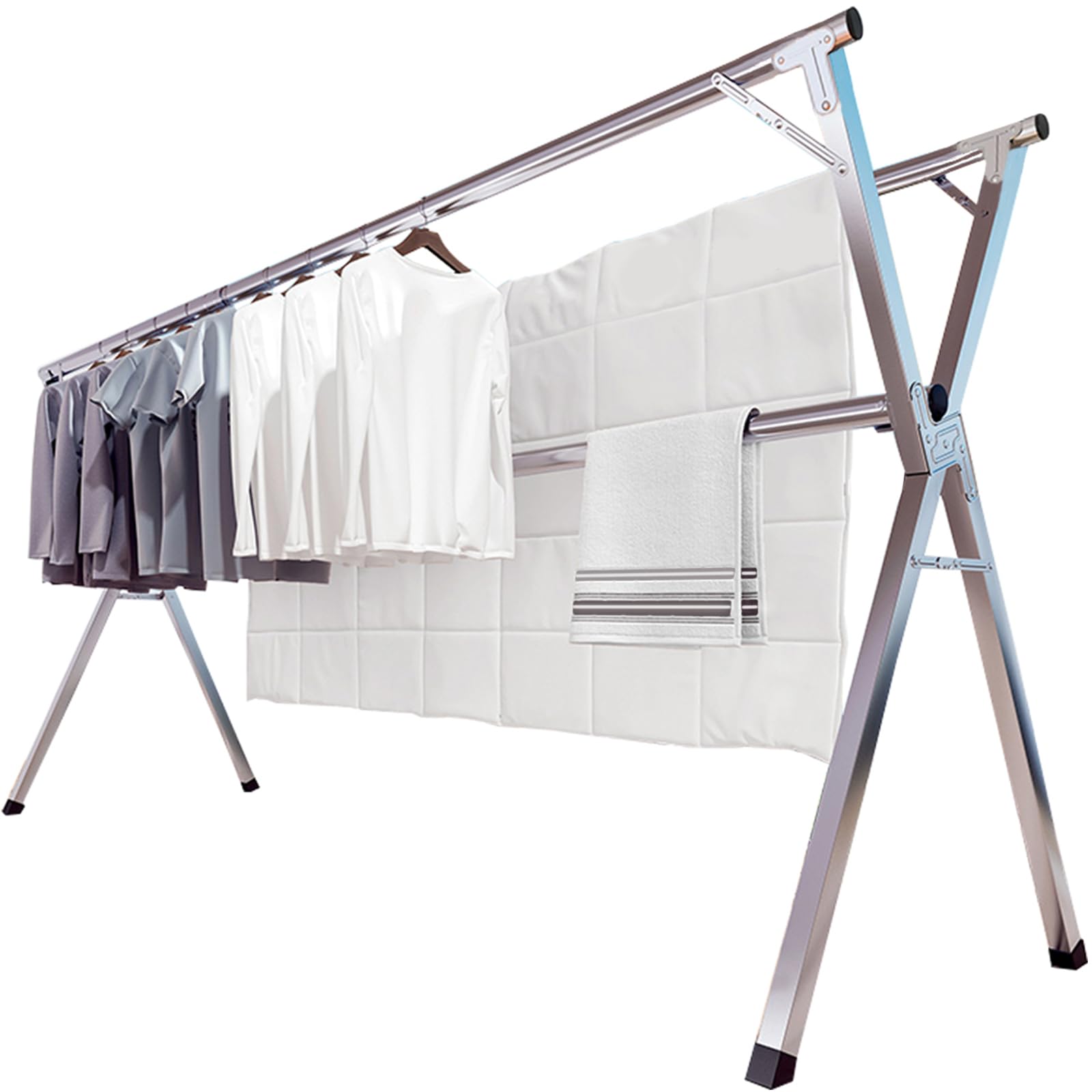 JAUREE drying rack setup demonstrates space-saving organization and crease-free air drying.