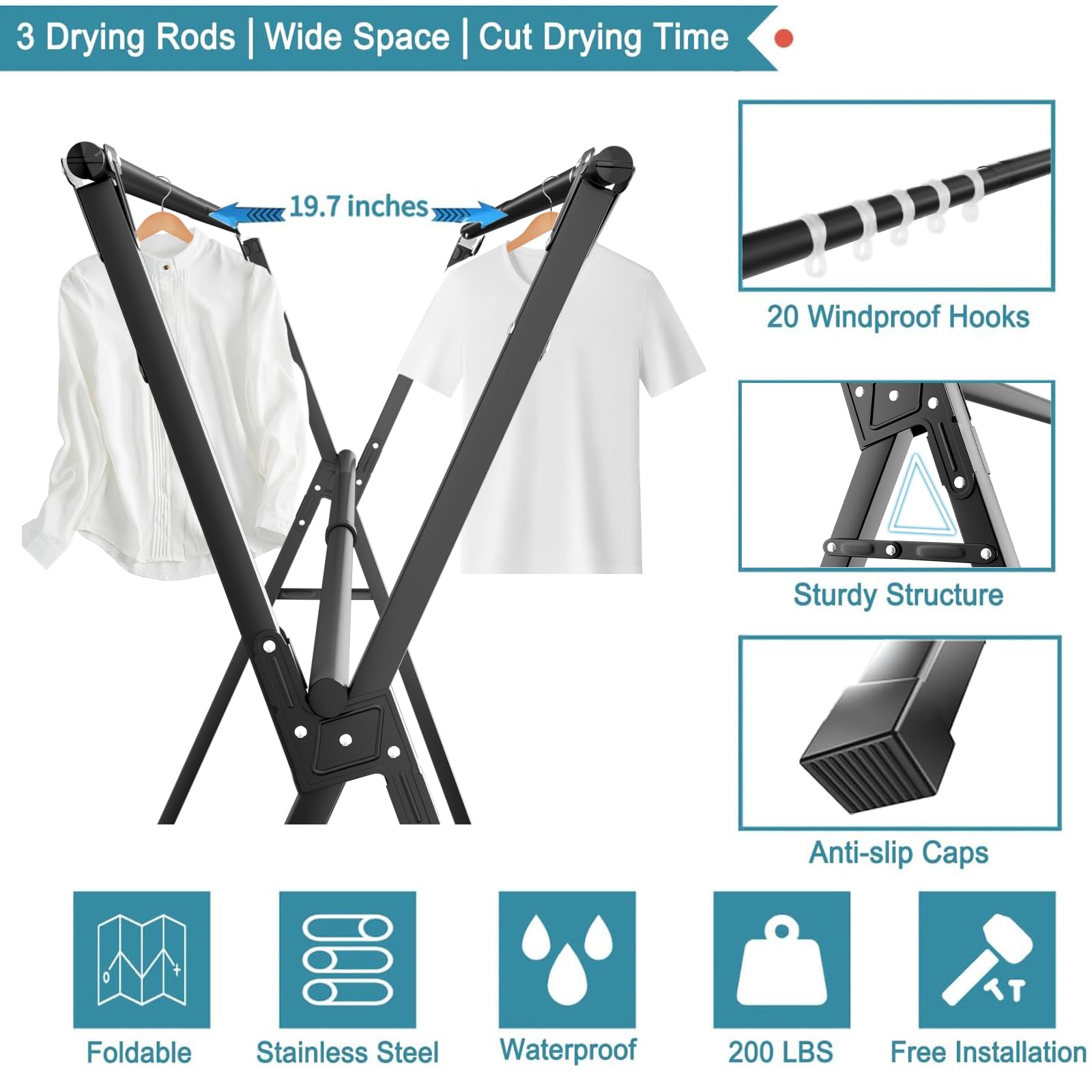 Sturdy JAUREE rack on balcony outdoors supporting multiple items safely