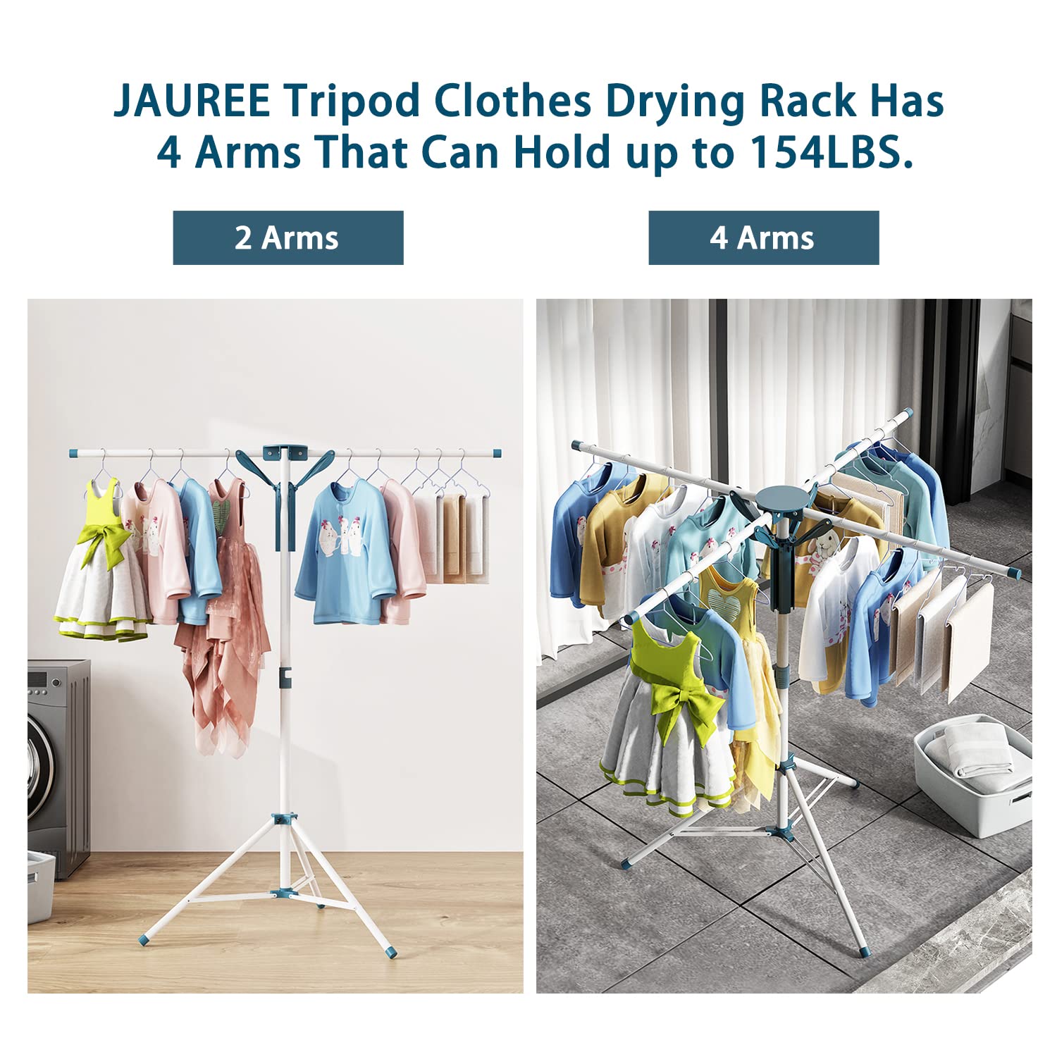 JAUREE tripod drying rack fully expanded showing stability