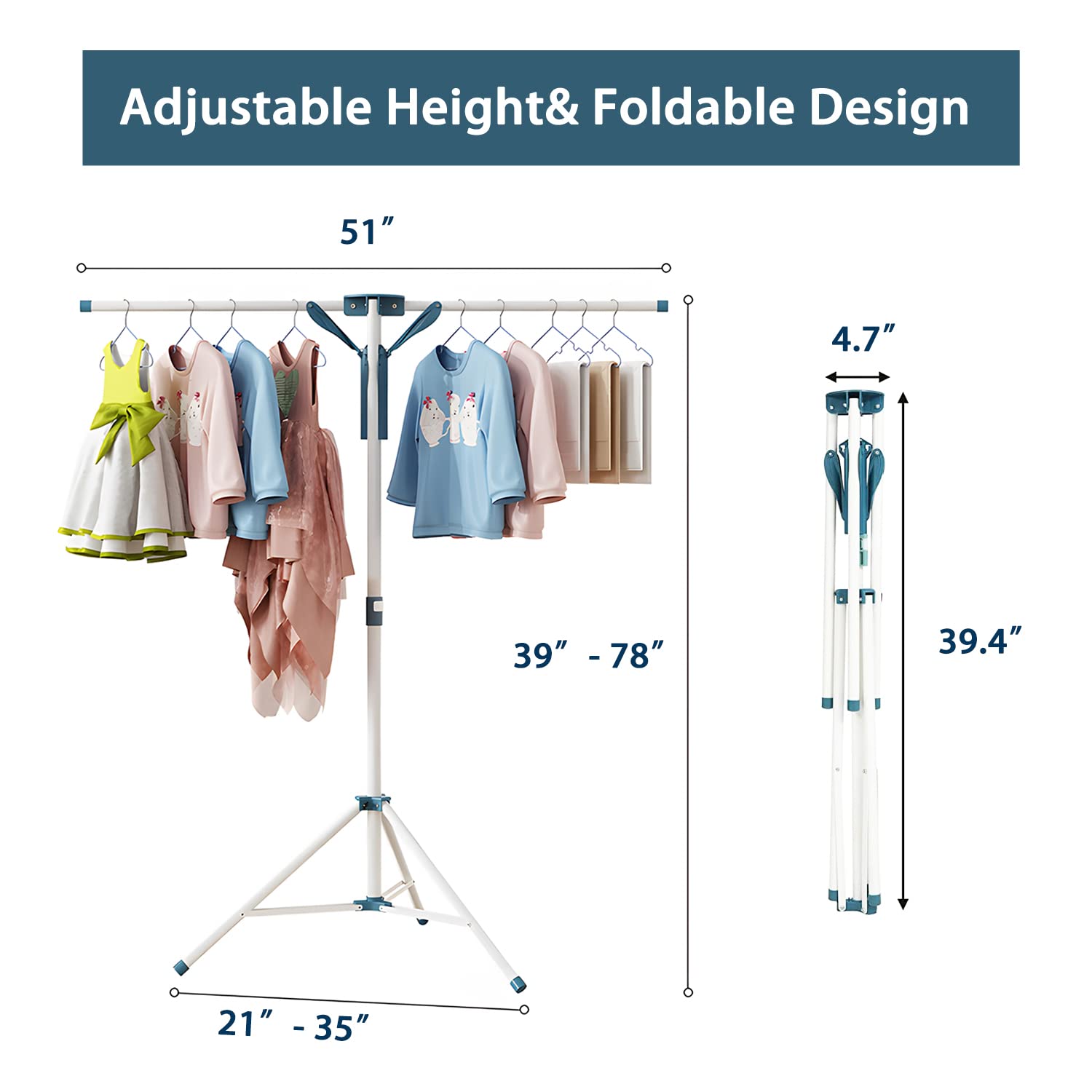 JAUREE height-adjustable drying rack demonstrates flexible drying heights