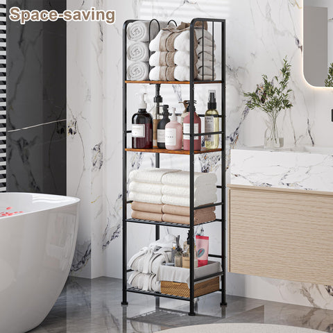 Rustic black finish on the Jautokerdar towel rack adds stylish bathroom appeal.